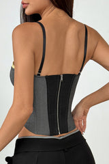Paneled Corset Lace Up Chic Cotton Tank Top
