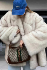 Faux Fox Fur Long Sleeve Coat coats