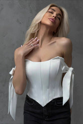 Sexy Corset Tie Asymmetric Hem Crop Top