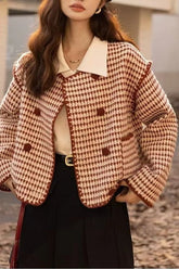 Tweed Houndstooth Short Christmas Outerwear