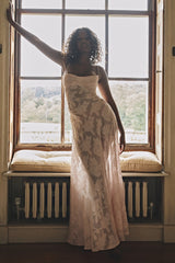 Dainty Lace Spaghetti Strap Tie Waist Prom Dress