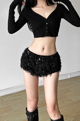 Solid Color Sequin Low Rise Shorts