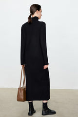 High Neck Flocked Slouchy Knit Dress