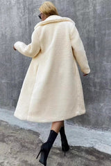 Faux Shearling Double Breasted Overcoat