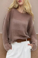 Openwork Round Neck Oversized Sweater