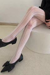 Black Lace Sheer Striped Fishnet Tights