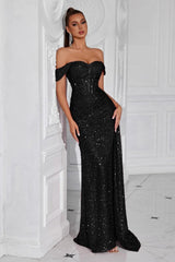 Beaded Bustier High Slit Formal Dress