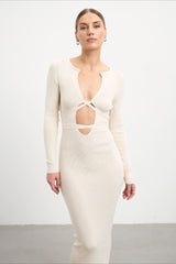 Deep V Hollow Out Knit Sweater Dress