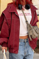 Colorblock Faux Leather Zip Jacket