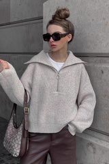 Half Zip Casual Knit Sweater