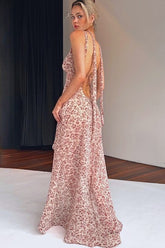 Strap Backless Slit Slim Floral Dress