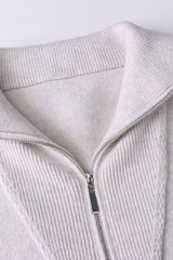 Double Zipper Shawl Collar Sweater