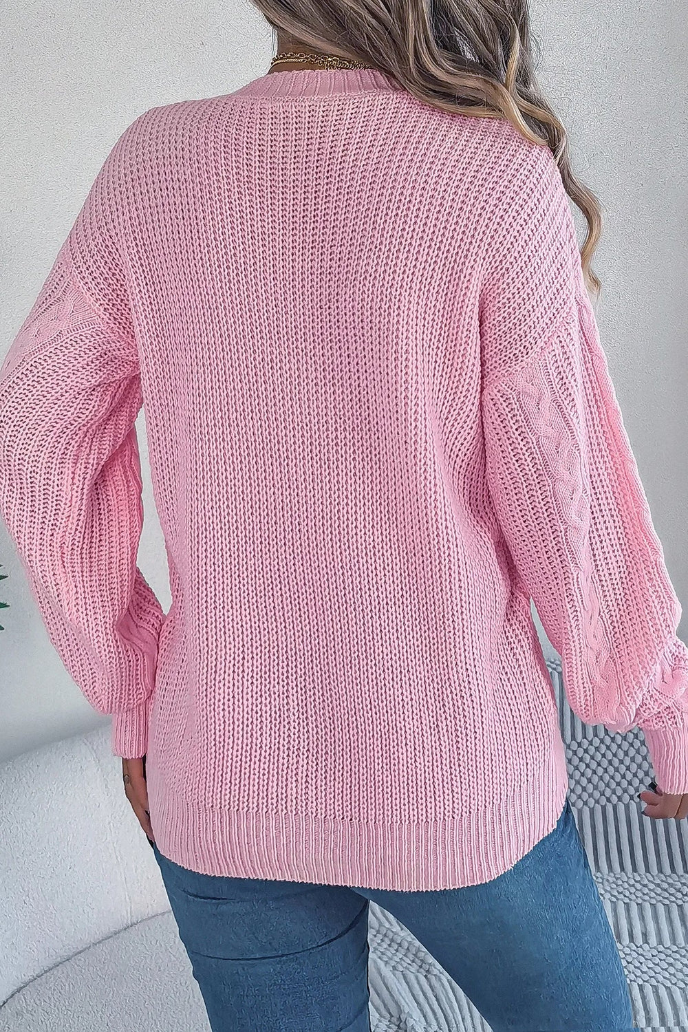 Knitted Long Sleeve Loose Single Breasted Cardigan