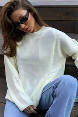 Solid Knit Crewneck Pullover Sweater