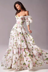 Off Shoulder Flowy Elegant Long Prom Dress