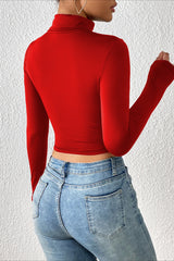 Slim Fit Cropped Turtleneck Top