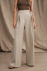 Casual High Waist Tie Wide Leg Long Pants