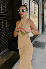 Green Halter Neck Top Pleated Wide Leg Pants Set