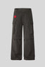 Red Embroidered Wide Leg Cargo Pants