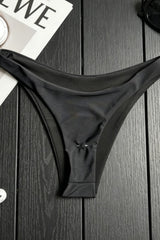 Solid Color Metal Buckle Sexy Bikini Set