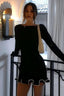 Elegant Round Neck Ruffle Cocktail Dress S / Black