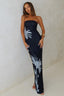 Black Printed Strapless Bodycon Vacation Dress