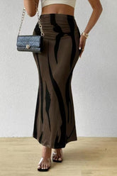 Zebra Print High Waist Bodycon Mermaid Maxi Skirt