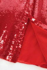 High Waist Sequin Slit Bodycon Skirt