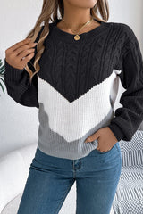 Colorblock Round Neck Pullover Sweater