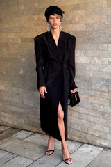 Elegant Longline Belted Trench Overcoat