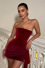 Strapless Velvet Bodycon Mini Dress