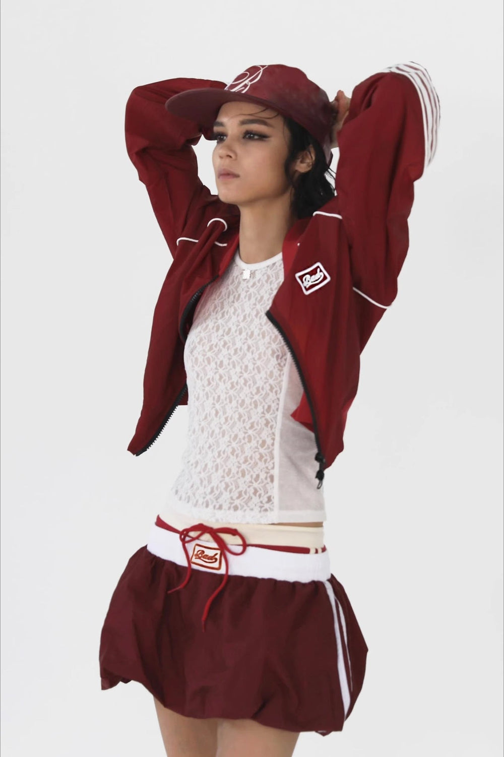 Embroidered Retro Bomber Jacket Red / S