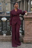 Casual V Neck Two Piece Blazer Pants Set
