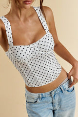 Chic Polka Dot Bustier Sleeveless Tank Top