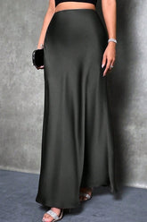 Silky Solid High Waist Satin Maxi Skirt