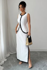 Romantic Lace Trim Vest High Waist Skirt Set