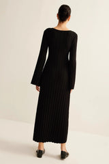 V Neck Button Front Sweater Dress