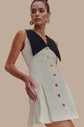 Lapel Sleeveless Belted Midi Dress