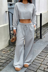 Cozy Long Sleeve Crewneck Sweatshirt Straight Pants Set