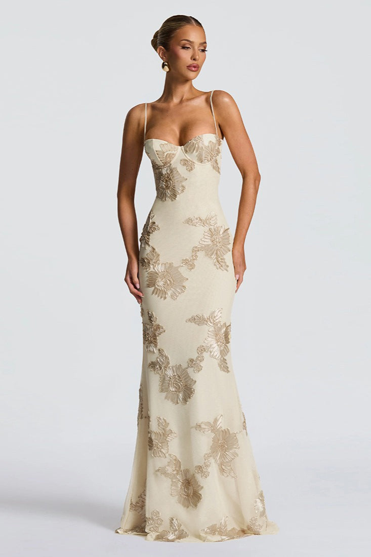 Backless Floral Tie-Up Maxi Dress