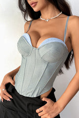 Paneled Corset Lace Up Chic Cotton Tank Top