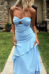 Chic Strapless Layered Elegant Prom Dress