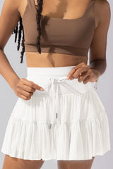 Pleated Tie High Waist Short Skirt