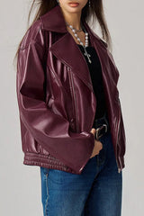 Oversized Long Sleeve Leather Jacket