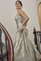 Dainty Lace Spaghetti Strap Tie Waist Prom Dress