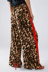 Chic Leopard Print Relaxed Wide Leg Pants