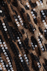 Leopard Print Lace Up Corset Sequin Midi Skirt Set