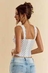 Chic Polka Dot Bustier Sleeveless Tank Top
