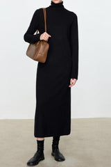 High Neck Flocked Slouchy Knit Dress