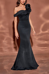 Flutter Sleeve Little Black Formal Dress